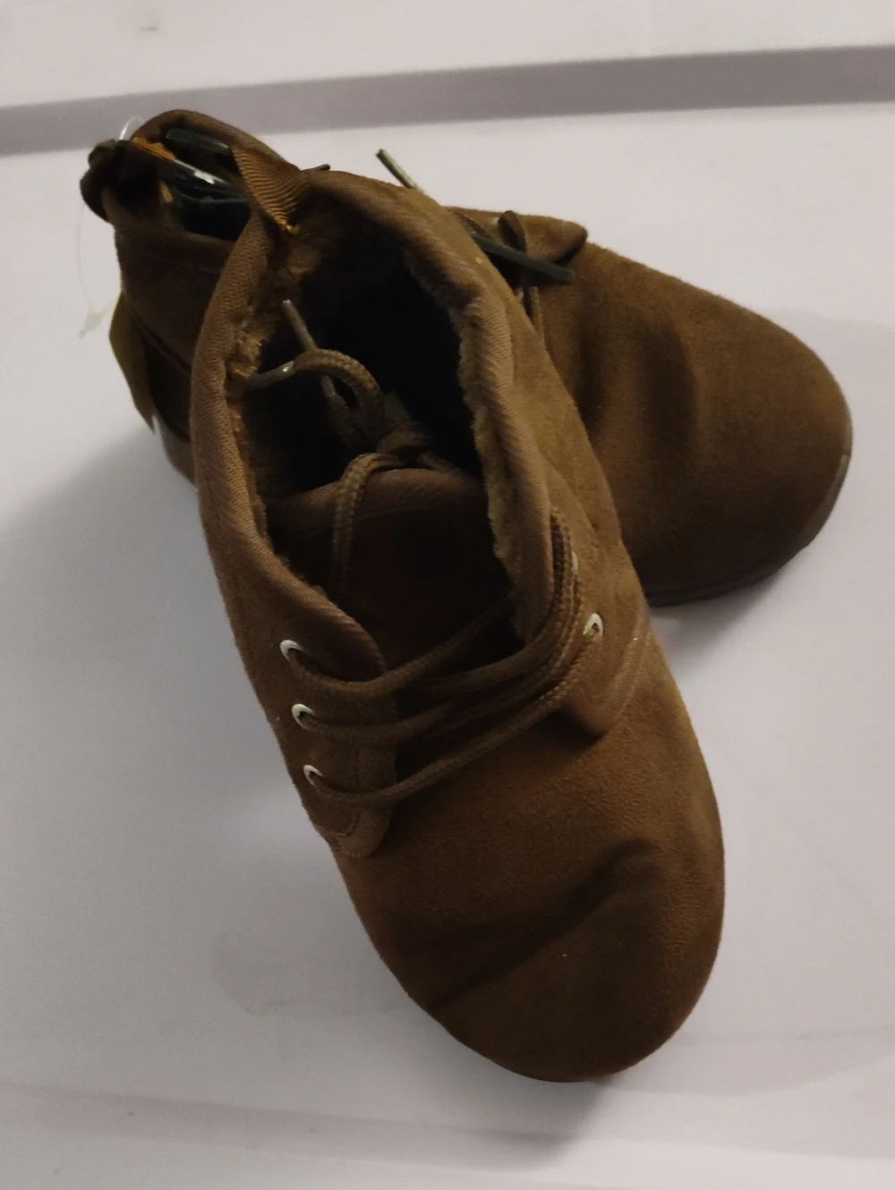 Kids Brown Suede Lace-Up Shoes